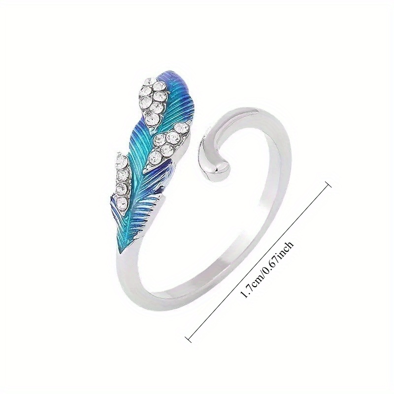 Women's Turquoise Blue & Clear Feather Statement Ring